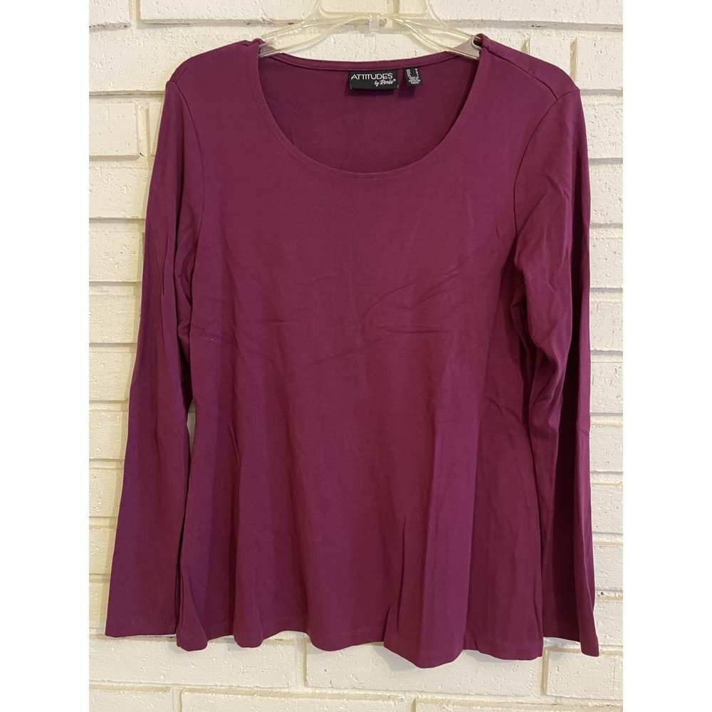 Attitudes By Renee Como Jersey  Top Womens Size Medium Wine Color‎